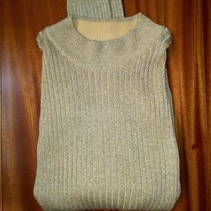 Talbots Gold Sparkle Cotton Blend Turtleneck (L)